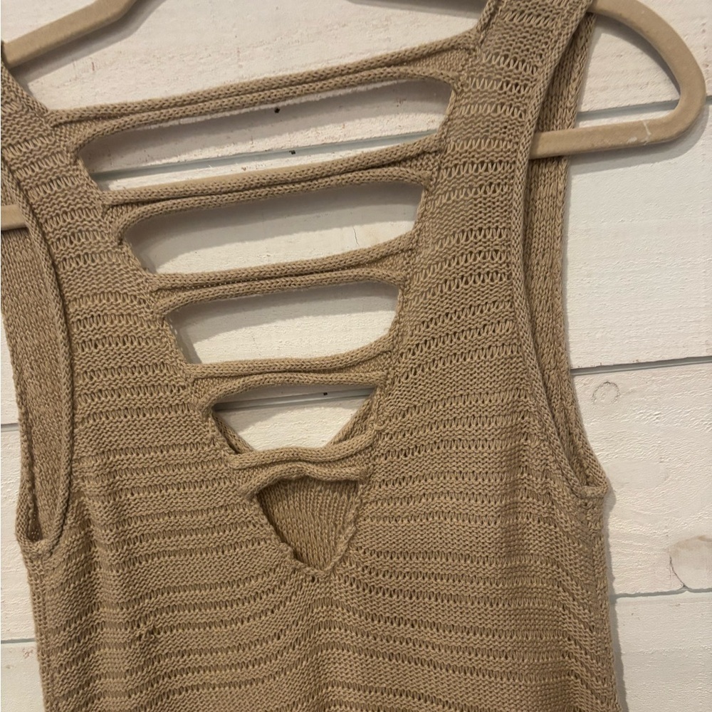 Michael Kors Tan Ribbed Cut Out Sleeveless cover up - Picture 8 of 10